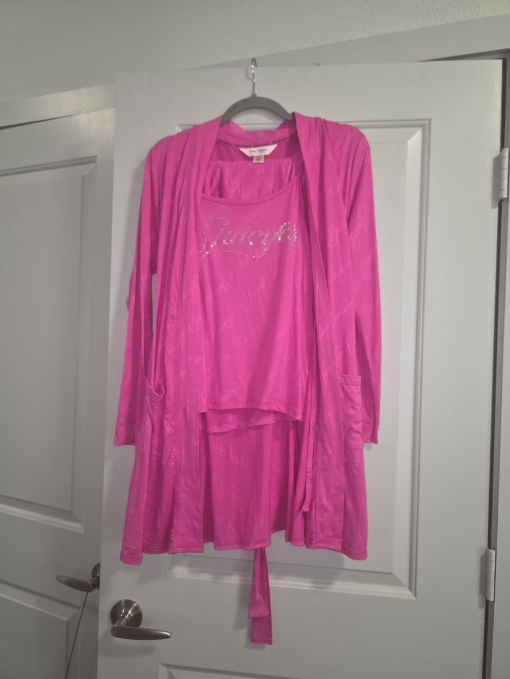 Hot Pink 3 Piece Lounge Robe & Tank Set